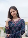 Navyblue Colour Rayon Printed Kurti With Pant Dupatta Aaradhna 2064